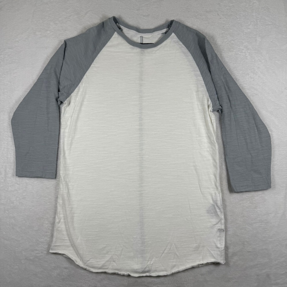 rag & bone Mens White Gray Slub Cotton Raglan 3/4‎ Sleeve Baseball Tee XS